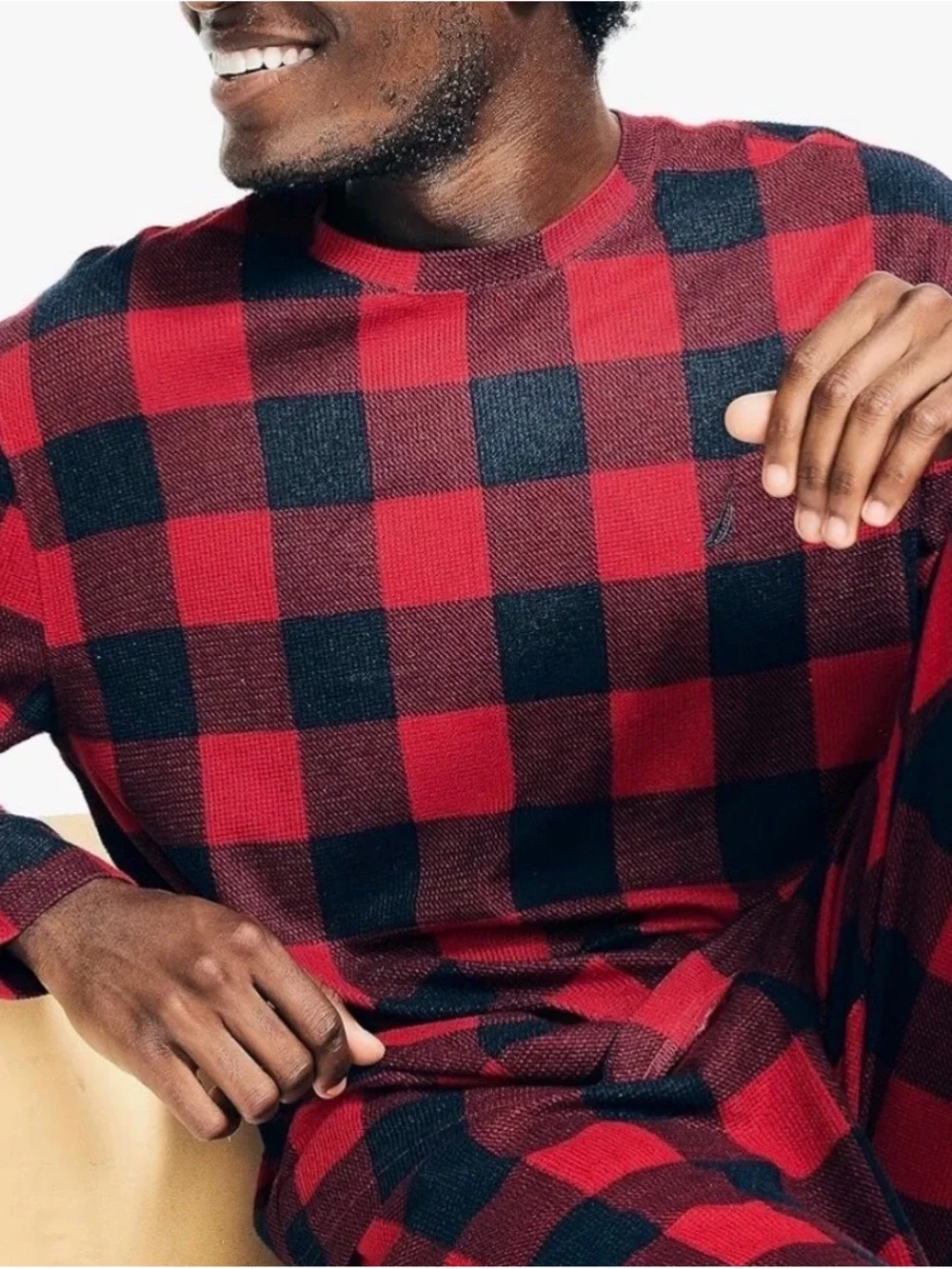Nautica Men's PJ Set - Red & Navy Buffalo Check XL